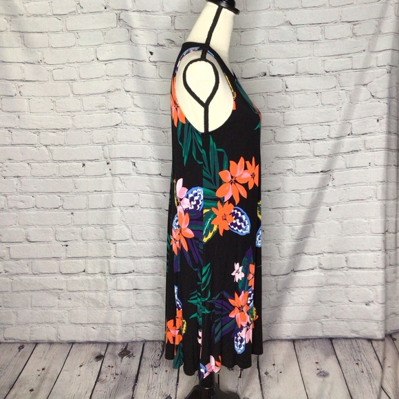 Old Navy Black Floral Sleeveless Swing Dress Medium - Picture 10 of 15